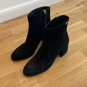 Stuart Weitzman Suede Block Heel Ankle Boots